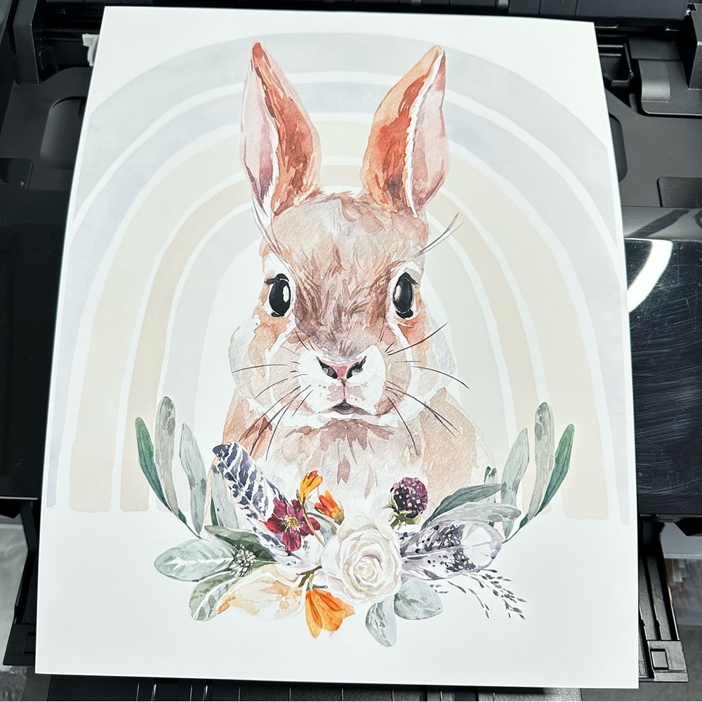 Watercolor Floral Bunny Wall Art Illustration Print Poster Card Unframed - Picture 10 of 14